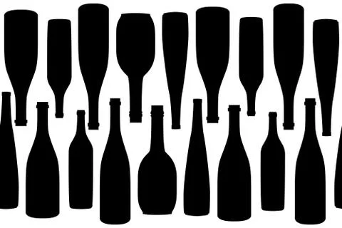 Seamless pattern pack paper with different shaped black and white wine bottle Stock Illustration