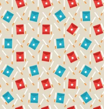 Seamless Pattern of Package Boxes and Cigarettes Stock Illustration