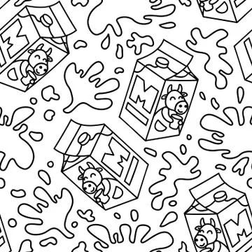 Seamless pattern package of milk. Stock Illustration