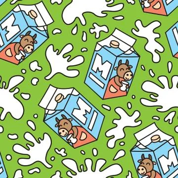 Seamless pattern package of milk. Stock Illustration