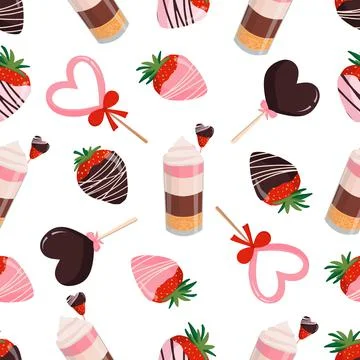 Seamless pattern for packaging design, Valentines Day. Chocolate-covered Stock Illustration