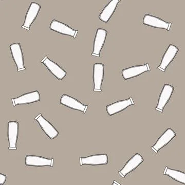 Seamless pattern packaging vintage milk bottle cartoon vector Stock Illustration