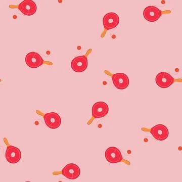Seamless pattern paddle ball toy playing children game activity Illustration