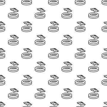 Seamless pattern with paddling pool and beach umbrella Illustrazione stock