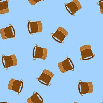Seamless pattern pail bucket water cartoon vector Stock Illustration