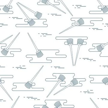 Seamless pattern of paint brushes and paint spots. 스톡 일러스트