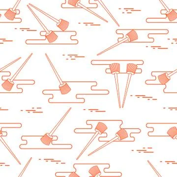 Seamless pattern of paint brushes and paint spots. イラスト素材