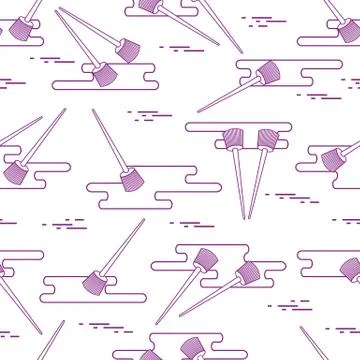 Seamless pattern of paint brushes and paint spots. Stock Illustration