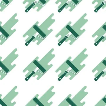 Seamless pattern: paint roller and paint spot. Stock Illustration