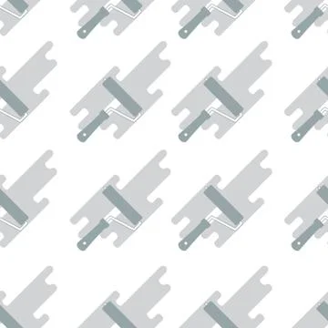 Seamless pattern: paint roller and paint spot. Stock Illustration