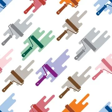 Seamless pattern: paint roller and paint spot. Stock Illustration