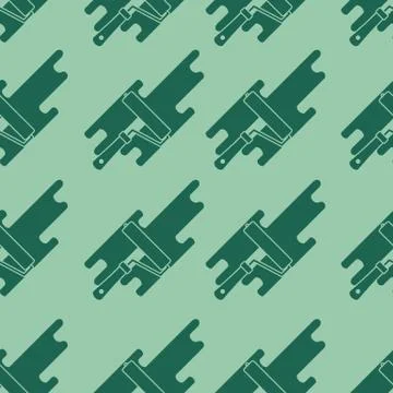 Seamless pattern: paint roller and paint spot. Stock Illustration