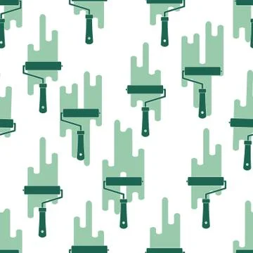 Seamless pattern: paint roller and paint spot. Stock Illustration