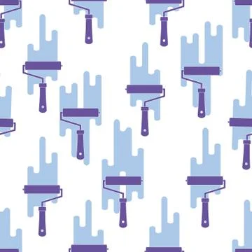 Seamless pattern: paint roller and paint spot. Stock Illustration