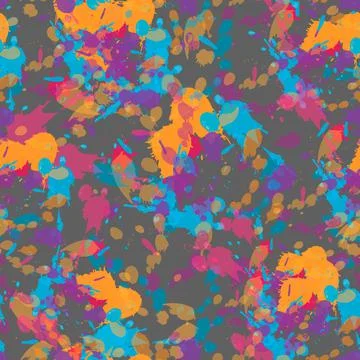 Seamless pattern with paint splatters.Colorful paint splashes background. Stock Illustration