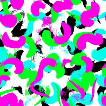 Seamless pattern with painted brush strokes. Ink illustration. Isolated on wh Stock Illustration