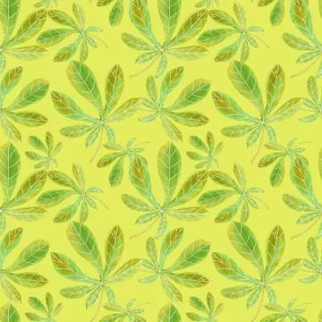 Seamless pattern with painted chestnut leaves Stock Illustration