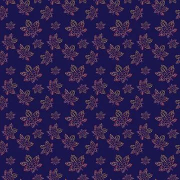 Seamless pattern with painted maple leaf silhouettes Stock Illustration