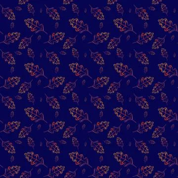 Seamless pattern with painted oak leaves 스톡 일러스트