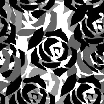 Seamless pattern with painted roses. Vector illustration. Stock Illustration