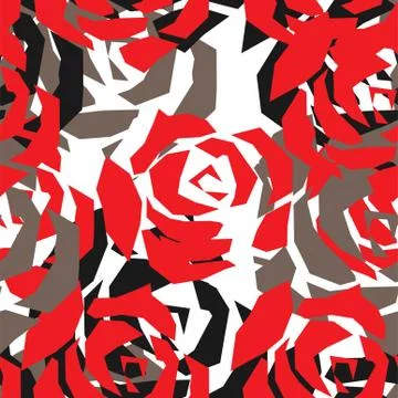 Seamless pattern with painted roses. Vector illustration. Illustrazione stock