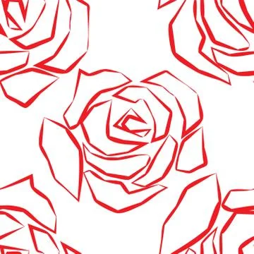 Seamless pattern with painted roses. Vector illustration. Stock Illustration