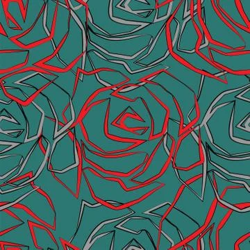 Seamless pattern with painted roses. Vector illustration. Stock Illustration