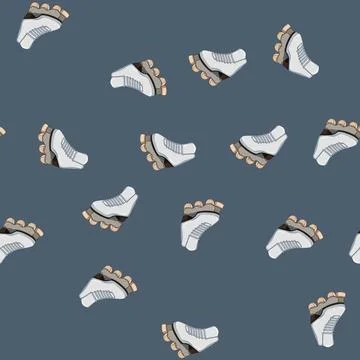 Seamless pattern pair inline skates cartoon vector Stock Illustration