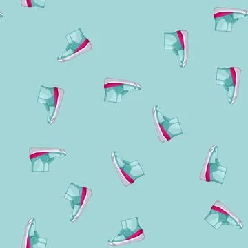 Seamless pattern pair kid shoes cartoon vector Ilustração Stock