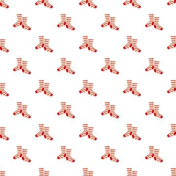 Seamless pattern with pairs of red striped socks Stock Illustration