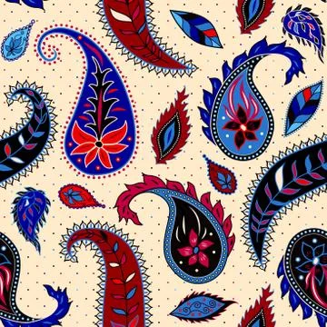 Seamless pattern Paisley. Brown leaves background. with a grunge effect 스톡 일러스트
