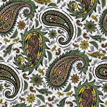 Seamless pattern with paisleys ornamental elements 스톡 일러스트