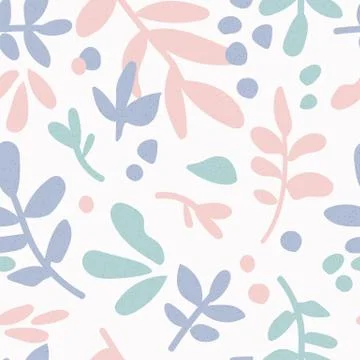Seamless pattern with pale flowers and herbs Stock Illustration