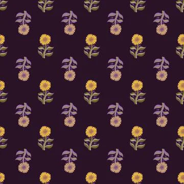 Seamless pattern with pale sunflower elements. イラスト素材
