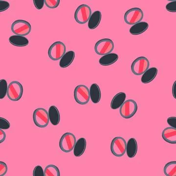 Seamless pattern palette blush compact cartoon vector Stock Illustration