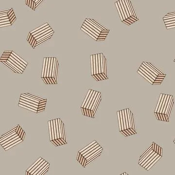 Seamless pattern pallet wooden crate cartoon vector Stock Illustration