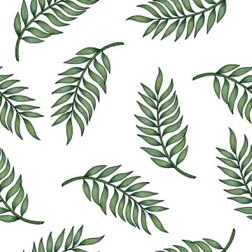 Seamless pattern with palm leaf branch Stock Illustration