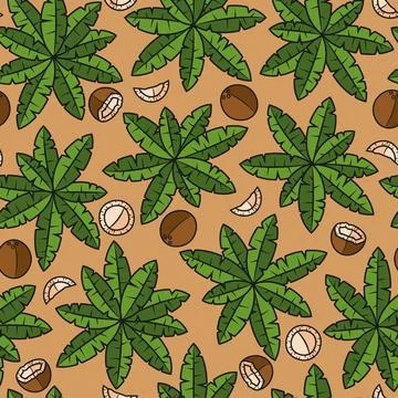 Seamless pattern with palm leaves and coconuts Stock-Illustration