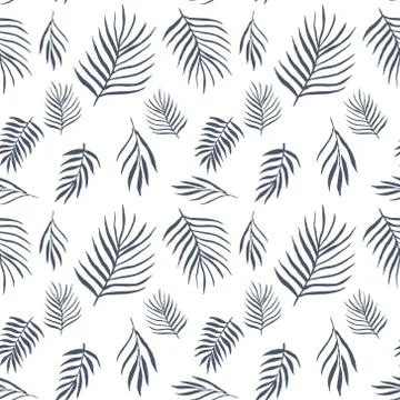 Seamless pattern with palm leaves background. Vector illustration. Stock Illustration