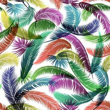 Seamless Pattern, Palm Leaves Stock Illustration
