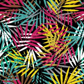 Seamless pattern with palm leaves Stock Illustration