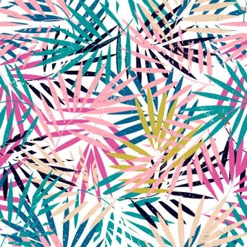 Seamless pattern with palm leaves Stock Illustration