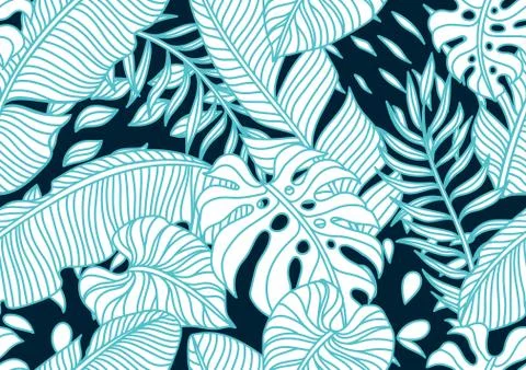 Seamless pattern with palm leaves. 스톡 일러스트