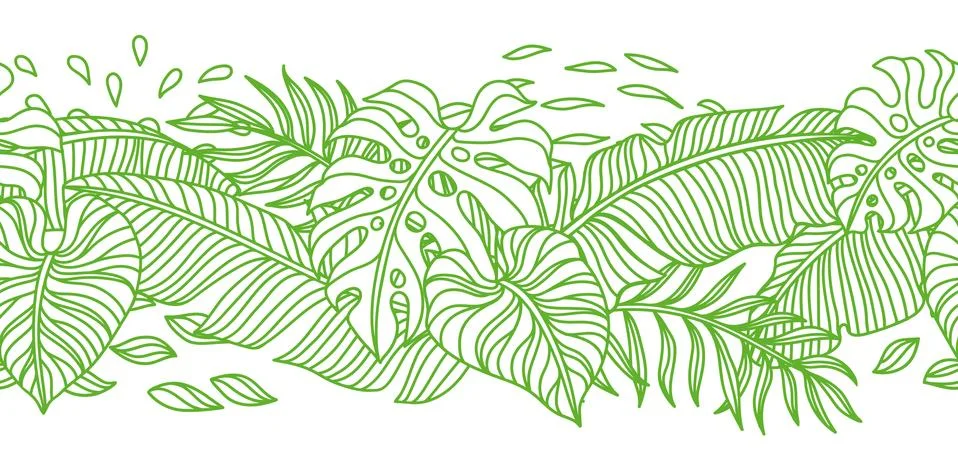 Seamless pattern with palm leaves. Stock Illustration
