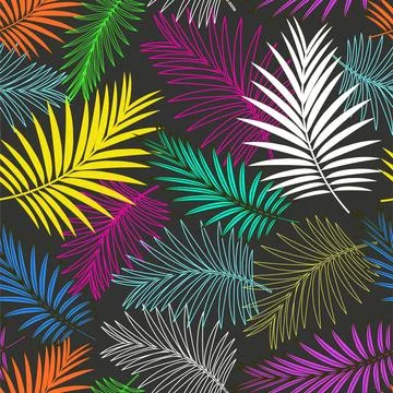 Seamless pattern with palm leaves Stock Illustration