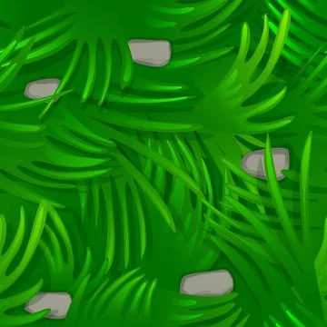 Seamless pattern palm leaves repeating wallpaper with stones for design. Illustrazione stock