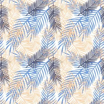 Seamless pattern with palm leaves. Vector illustration Stock Illustration