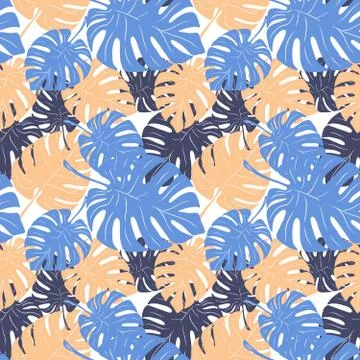 Seamless pattern with palm leaves. Vector illustration Illustrazione stock