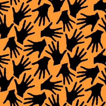 Seamless pattern with palm prints. Symbol of racial and national equality, fr 스톡 일러스트