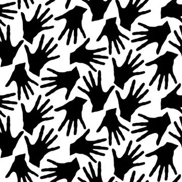 Seamless pattern with palm prints. Symbol of racial and national equality, fr Stock Illustration